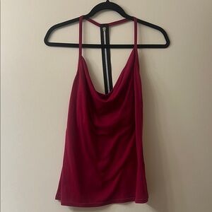 Metropark Wine Draped Cowl Neck Camisole with T-Back Zip